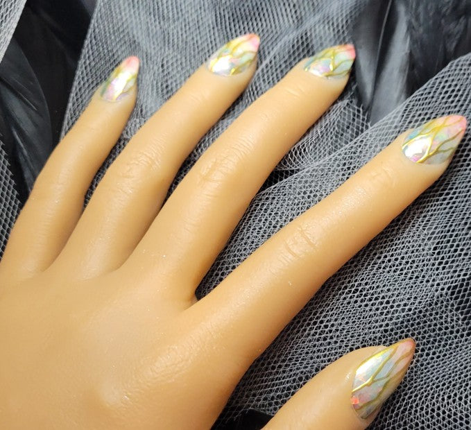 Hand Painted Medium Length Almond Press On Nails - Size Large