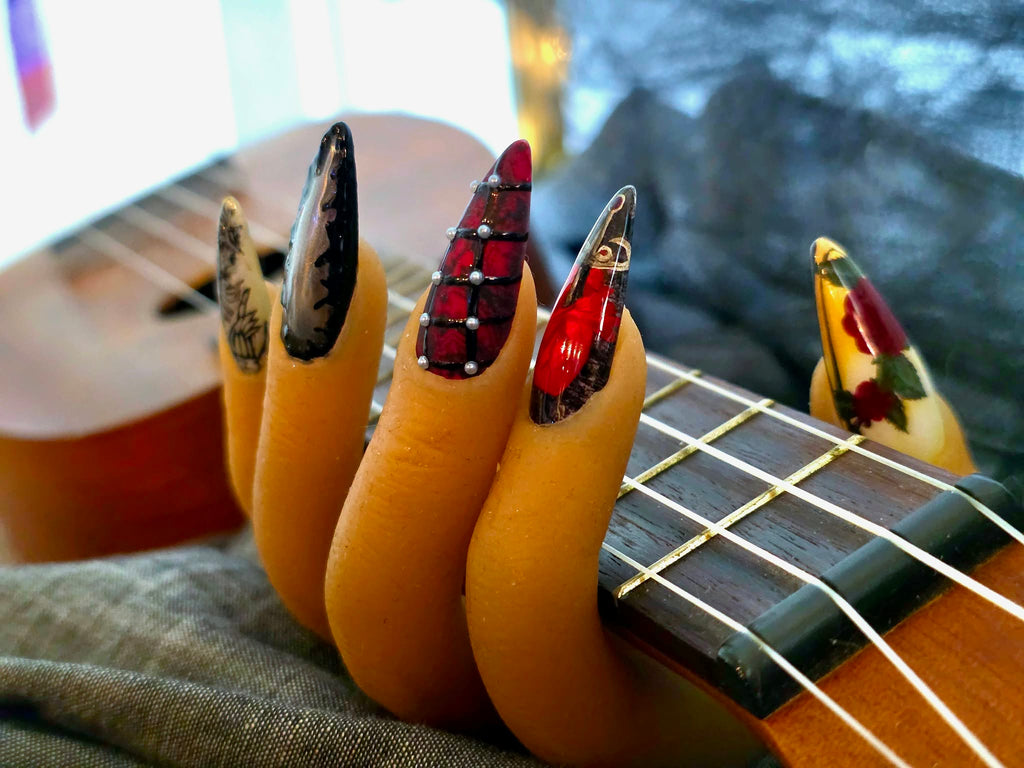 Hand Painted Long Stiletto Press On Nails - Size Large