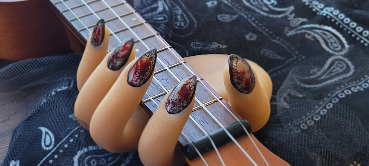 Hand Painted Medium Length Almond Press On Nails - Size Large