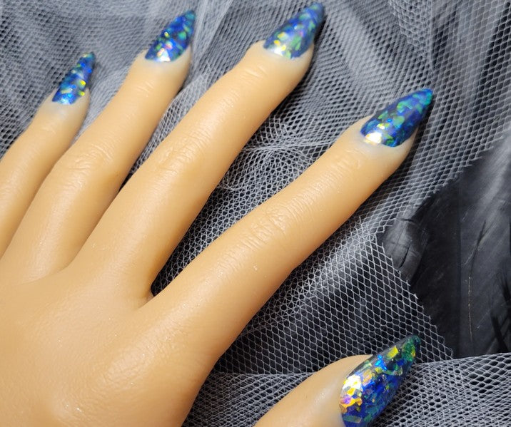 Hand Painted Long Stiletto Press On Nails - Size Large