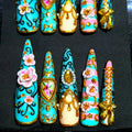 Hand Painted X-long Stiletto Press On Nails - Size Large