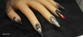 Hand Painted Long Stiletto Press On Nails - Size Medium